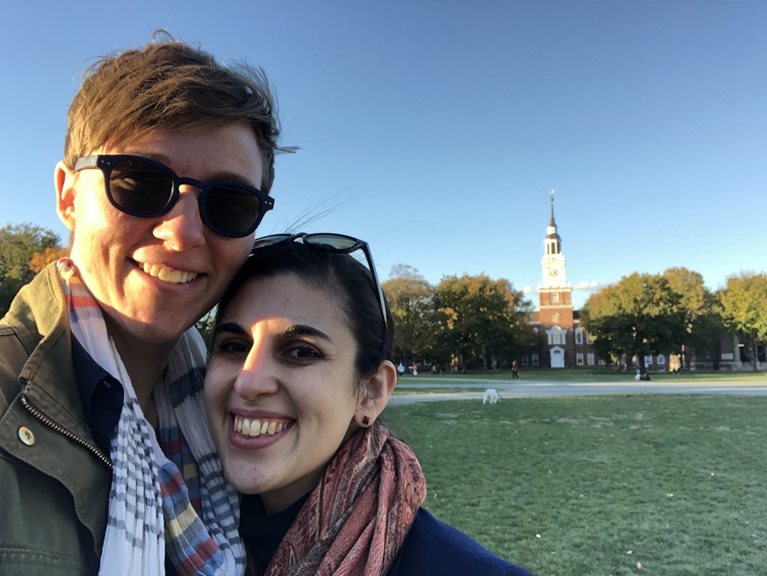 Akay with her fiance at University of Chicago campus