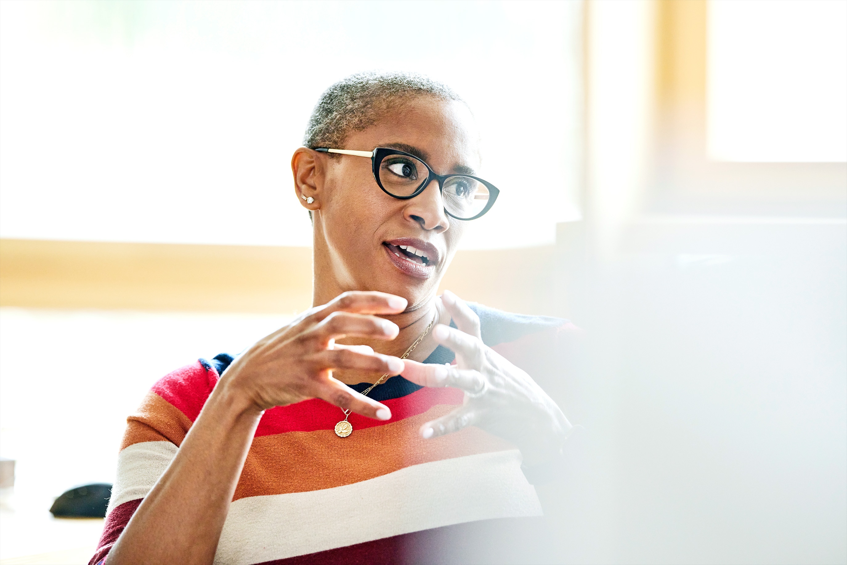 Seated woman in a meeting